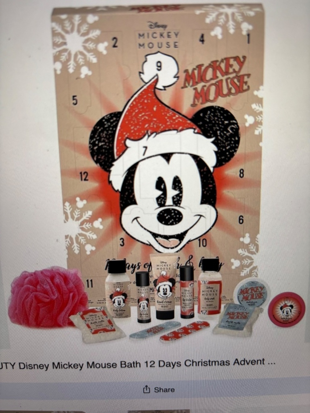 Disney  Mickey Mouse Bath 12 days of Christmas Advent Mad Beauty NWT